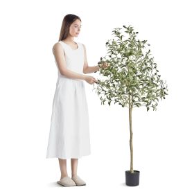 VEVOR Artificial Olive Tree, 5 FT Tall Faux Plant, Secure PE Material & Anti-Tip Tilt Protection Low-Maintenance Plant