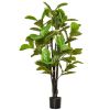 HOMCOM 4.5FT Artificial Fiddle Leaf Fig Tree, Faux Decorative Plant in Nursery Pot for Indoor or Outdoor Décor