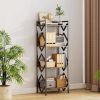 4 Tier Bookshelf For Small Space, Small Metal Bookshelf For Books, Organizers And Storage For Office, Living Room, Bedroom, Rustic Bookshelf, Table