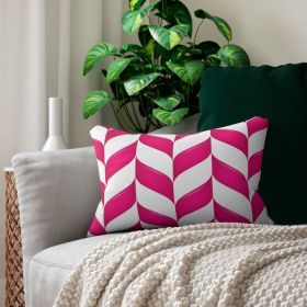 Decorative Lumbar Throw Pillow, Pink Chevron Pattern