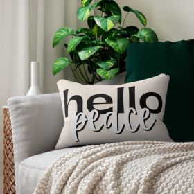 Decorative Throw Pillow - Double Sided Sofa Pillow / Hello Peace - Beige/black