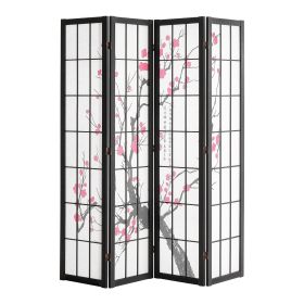 VEVOR Room Divider, 4 Panel Japanese Room Divider Screen, Wood Folding Privacy Screen Indoor, Japanese Partition Portable Decoration Dividers