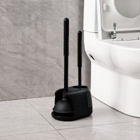 Toilet brush and holder set,Bathroom Cleaning Tool Set with Stand,Black