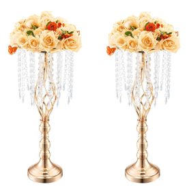 VEVOR 2PCS 55cm/21.65' Tall Crystal Wedding Flower Stand Vase for Party Decor