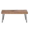 ON-TREND Modern Coffee Table, Easy Assembly Tea Table Cocktail Table for Living Room w/Chevron Pattern & Metal Hairpin Legs,Thick