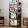 4 Tier Bookshelf For Small Space, Small Metal Bookshelf For Books, Organizers And Storage For Office, Living Room, Bedroom, Rustic Bookshelf, Table