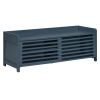 TREXM Distressed Shutter Storage Bench with Acacia Veneer for Retro Charm for Living Room, Entryway (Navy)