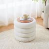 Round Storage Ottoman, Modern Sherpa Footstool, Teddy Vanity Stool with Flip-Top Tray, Makeup Chair for Home Decor