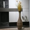 39-inch Tall Artificial Rattan Floor Vase in Elegant Beige - Statement Piece for Living Room Decor, Entryway