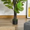 HOMCOM 4.5FT Artificial Fiddle Leaf Fig Tree, Faux Decorative Plant in Nursery Pot for Indoor or Outdoor Décor