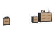 Kilgore 3 Bedroom Set, Nightstand + Nightstand + Drawer Dresser, Black / Pine