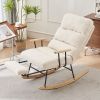 Modern Teddy Gliding Rocking Chair with High Back, Retractable Footrest, and Adjustable Back Angle for Nursery, Living Room, and Bedroom,Beige