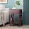 Side Intersection Style Bedside Table Coffee Table with Two-layer Drawer Brown