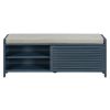 TREXM Distressed Shutter Storage Bench with Acacia Veneer for Retro Charm for Living Room, Entryway (Navy)