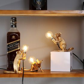 Nordic Creative Mini Animal Mouse Lamp Living Room Dining Room Bedroom Clothing Store Personalized Eye Protection Gift Resin Table Lamp (Option: Golden combination-3pcs-EU)