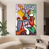 Handmade Oil Painting Picasso Style Oil Painting on Canvas Abstract Figurative Wall Art Original Handmade Artwork Home Office Decor Living Room Bedroo