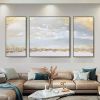 Hand Painted Abstract Gold Foil Art Wall Picture Handmade Golden Sky Landscape Canvas Oil Painting For Living Room Home Decor Living Room hallway bedr