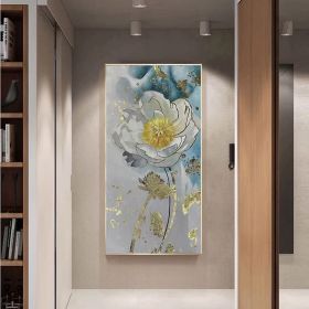 Handmade Oil Painting Original Abstract Painting On Canvas Floral Wall Art Handmade Canvas Painting Large Abstract Art Gold Painting Flower Canvas Art (Style: 01, size: 150x220cm)