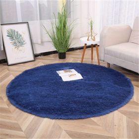 1pc, Non-Slip Silk Fur Plush Indoor Carpet Area Rug for Living Room and Kitchen - Soft and Durable Home Decor and Room Decor (Color: Dark Blue, size: Diameter 23.62inch)