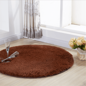 1pc, Non-Slip Silk Fur Plush Indoor Carpet Area Rug for Living Room and Kitchen - Soft and Durable Home Decor and Room Decor (Color: Coffee, size: Diameter 23.62inch)