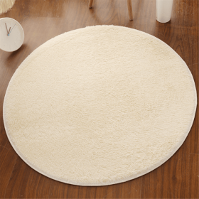 1pc, Non-Slip Silk Fur Plush Indoor Carpet Area Rug for Living Room and Kitchen - Soft and Durable Home Decor and Room Decor (Color: Cream Color, size: Diameter 23.62inch)