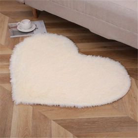 1pc, Plush Heart Shape Rug for Valentine's Day, Wedding Anniversary, and Home Decor - Soft PV Velvet Carpet for Living Room, Bedroom, and Bathroom (Color: Cream Color, size: 27.56*31.5inch)