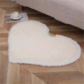 1pc, Plush Heart Shape Rug for Valentine's Day, Wedding Anniversary, and Home Decor - Soft PV Velvet Carpet for Living Room, Bedroom, and Bathroom (Color: Beige White, size: 27.56*31.5inch)