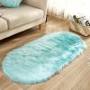 1pc Super Soft Area Rug, Plush Fluffy Faux Sheepskin Oval Floor Mat For Living Room Bedroom, Machine Washable Bedside Rugs