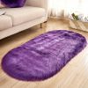 1pc Super Soft Area Rug, Plush Fluffy Faux Sheepskin Oval Floor Mat For Living Room Bedroom, Machine Washable Bedside Rugs