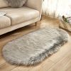 1pc Super Soft Area Rug, Plush Fluffy Faux Sheepskin Oval Floor Mat For Living Room Bedroom, Machine Washable Bedside Rugs