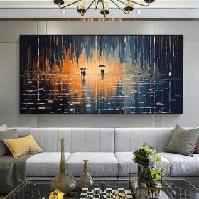 Hand Painted Oil Painting Abstract Rain Scenery Oil Painting on Canvas Original Couple Painting (Style: 01, size: 40x80cm)