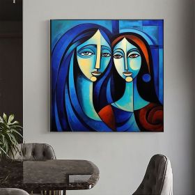 Hand Painted Oil Painting Abstract Beautiful Woman Oil Painting on Canvas Large Wall Art Original Blue Decor Minimalist Art Custom Painting Modern Liv (Style: 01, size: 120x120cm)