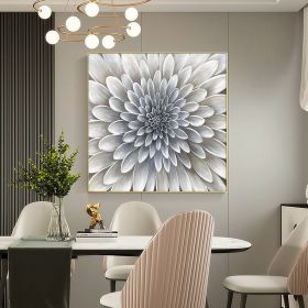 Handmade Oil Painting Original Abstract Flower oil Painting on Canvas Silver Texture Acrylic Painting Modern Floral Art Bedroom Home Decor Wall Art (Style: 01, size: 120x120cm)