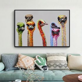 Hand Painted Oil Painting Ostrich Aniamls Oil Painting On Canvas Wall Art Decoration Modern Abstract Picture Living Room Hallway Bedroom Luxurious Dec (Style: 01, size: 50x70cm)