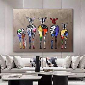 Hand Painted Oil Painting Abstract Colorful Zebra Living Room Hallway Bedroom Luxurious Decorative Painting (Style: 01, size: 90x120cm)