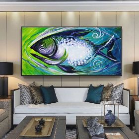 Hand Painted Oil Painting Horizontal Abstract Animals Modern Rolled Canvas Living Room Hallway Bedroom Luxurious Decorative Painting (Style: 01, size: 75x150cm)