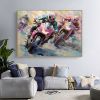 Hand Painted Oil Painting Motor Competition Oil Painting on Canvas Original Racer Art Decor Abstract Motorcycle Painting Living room Home Decor Modern