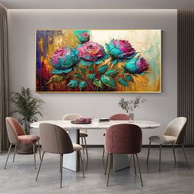 Hand Painted Oil Painting Large Original Flower Oil Painting On Canvas Canvas Wall Art Abstract Colorful Painting Boho Wall Decor Custom Painting Livi (Style: 01, size: 70x140cm)