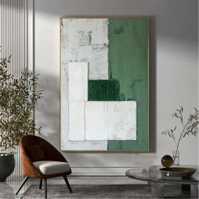 Large Green Wall Art Green Minimalist Painting White Texture Art White Abstract Painting Original Minimalist Abstract Art Wabi-Sabi Wall Art (Style: 01, size: 120x160cm)