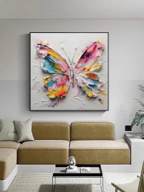 Original Handmade 3D Palette Knife Butterfly Wall Art Butterfly Textured Oil Painting Colorful Butterfly Painting Butterfly Animal Painting (Style: 01, size: 100x100cm)