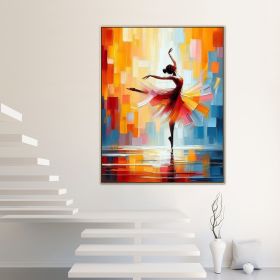 Handmade Oil Painting Oversize Lady Dancer Wall Art Thick Texture Modern Vivid Abstract Art Large Hand Painted Pretty Ballerina Colorful Painting On C (Style: 01, size: 60x90cm)