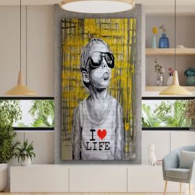 i love life poster peace graffiti art grafiiti wall art colorful graffiti boy poster wall art canvas design framed ready to hang (Style: 01, size: 40x80cm)