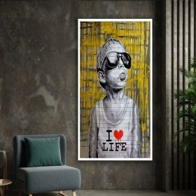 i love life poster peace graffiti art grafiiti wall art colorful graffiti boy poster wall art canvas design framed ready to hang (Style: 01, size: 100x200cm)