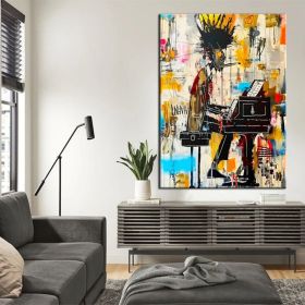 Jazz Musician Contemporary Graffiti Figure Wall Art Canvas Modern Decor Hand Painted Oil Painting Extra Large Ready to Hang Trendy Urban Painting Hous (Style: 01, size: 70x100cm)