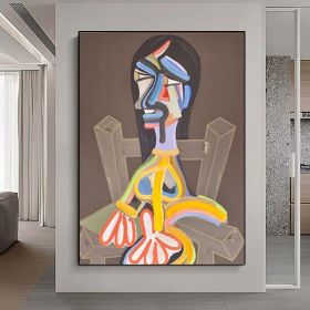 Hand Painted Abstract Woman Figure Painting Canvas Art Modern Geometric Oil Painting On Canvas Large Minimalist Wall Art For Living Room Bedroom Decor (Style: 01, size: 60x90cm)