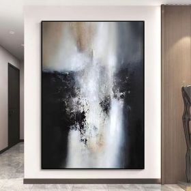 Abstract Handmade Oil Painting On Canvas Modern White And Black Oil Painting Large Wall Art For Home Decoration Colorful Abstract Wall Art (Style: 01, size: 120x160cm)