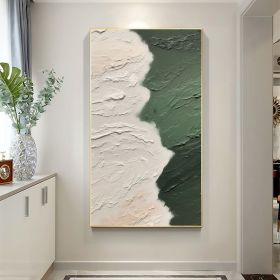 Original Hand Painted Texture Green Beach Oil Painting On Canvas Abstract Waves Painting Seascape Painting Large Wall Art Living Room Wall Decor (Style: 01, size: 40x80cm)