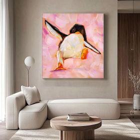 Penguin Painting Animal Original Art Bird Oil Painting Penguin Cub Artwork (Style: 01, size: 100x100cm)