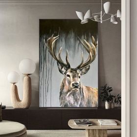 Large Abstract Deer Oil Painting on Canvas Original Hand-painted Stag Canvas Wall Art Modern Animal Painting for Living Room Home décor (Style: 01, size: 140x210cm)