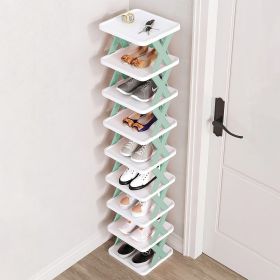 9Tier Narrow Entryway Shoe Rack Plastic Vertical Shoe Organizer Space Saving Free Standing Shoes Storage Shelf Closet Hallway (Color: Blue)